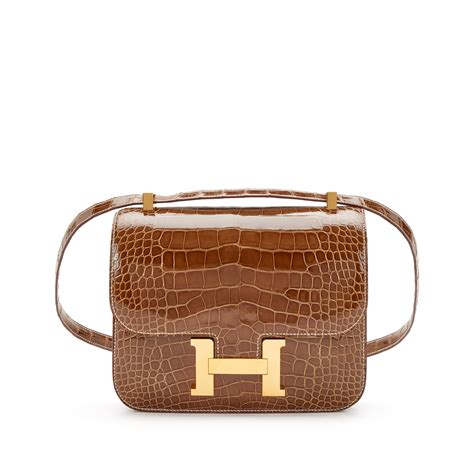 Hermès Ficelle Shiny Alligator Constance 24 Gold Hardware, 